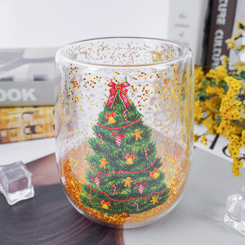 Creative Christmas Style Double Layer Glass Cup Kitchen Gadgets