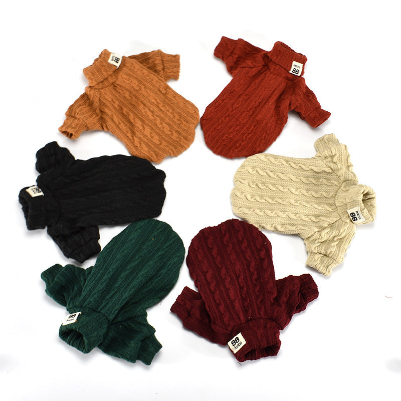 Dog Sweater Turtleneck Solid Color  Warm Cotton For Puppy Small Medium Dogs Sweatshirt Jacket