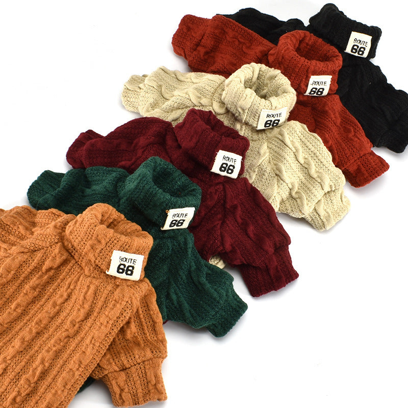 Dog Sweater Turtleneck Solid Color  Warm Cotton For Puppy Small Medium Dogs Sweatshirt Jacket