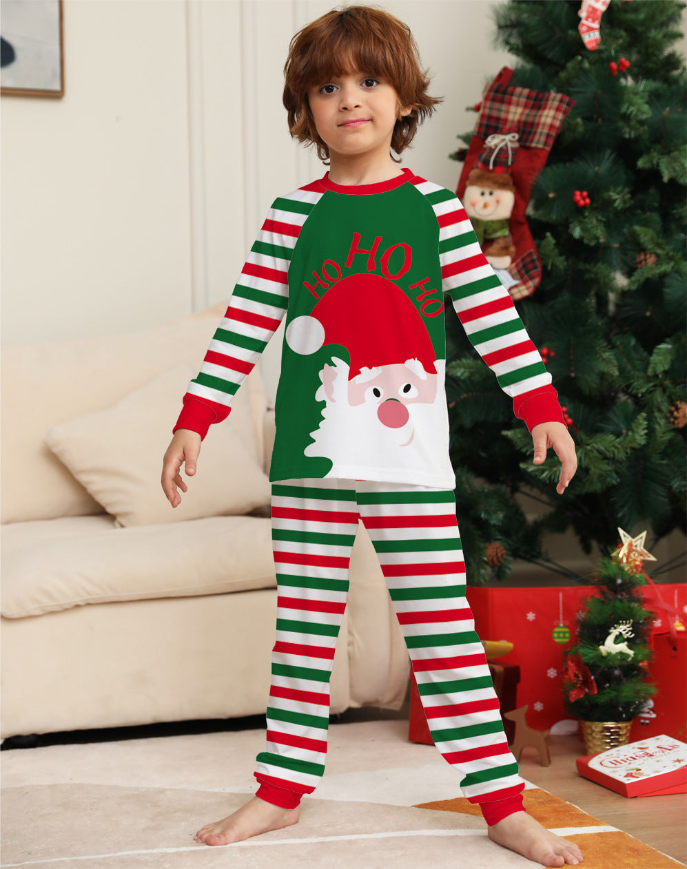 Family Christmas Pajamas Matching Sets Red Stripe Xmas Holiday Sleepwear Outfits