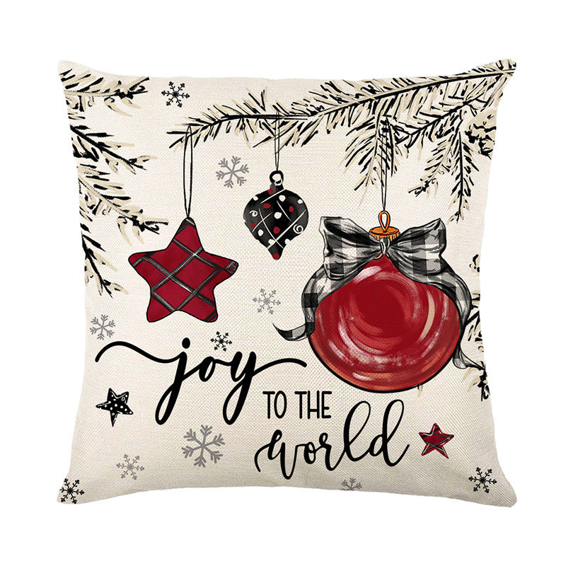 Christmas Pillow Cover Linen Christmas Tree Printing Throw Pillowcase