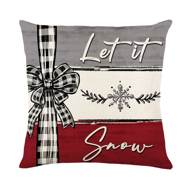 Christmas Pillow Cover Linen Christmas Tree Printing Throw Pillowcase