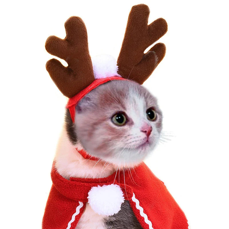 Cat Costume Santa Elk Cosplay Christmas Dog Pet Scarf