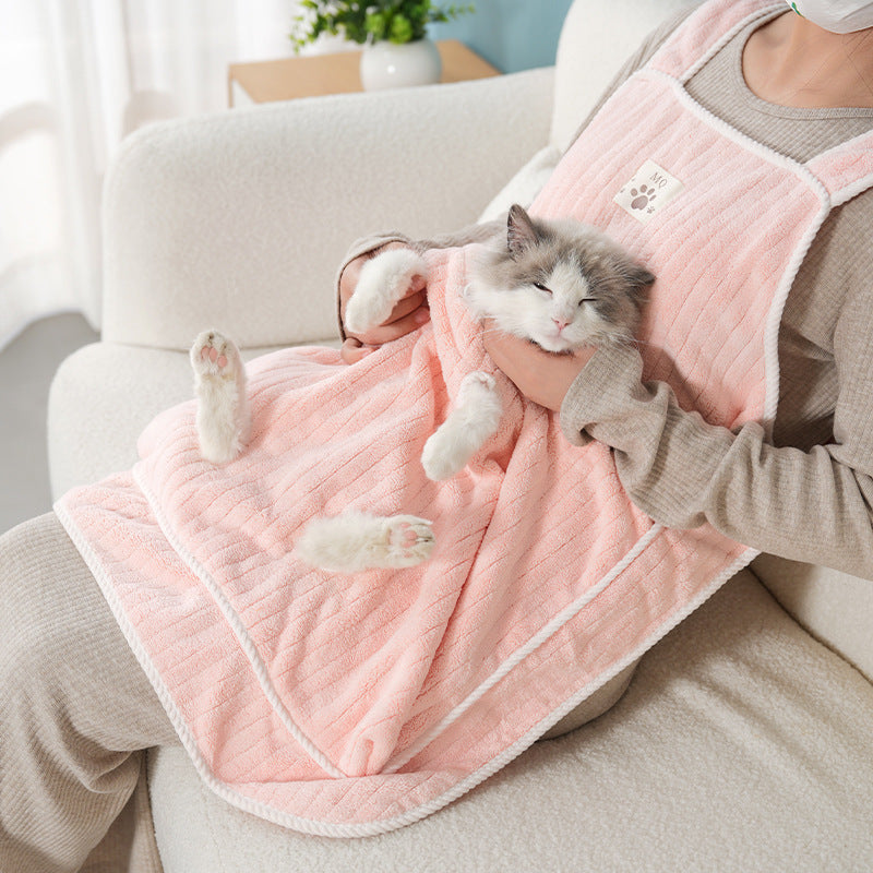 Cat Petting Apron Holding Cat Overcloths