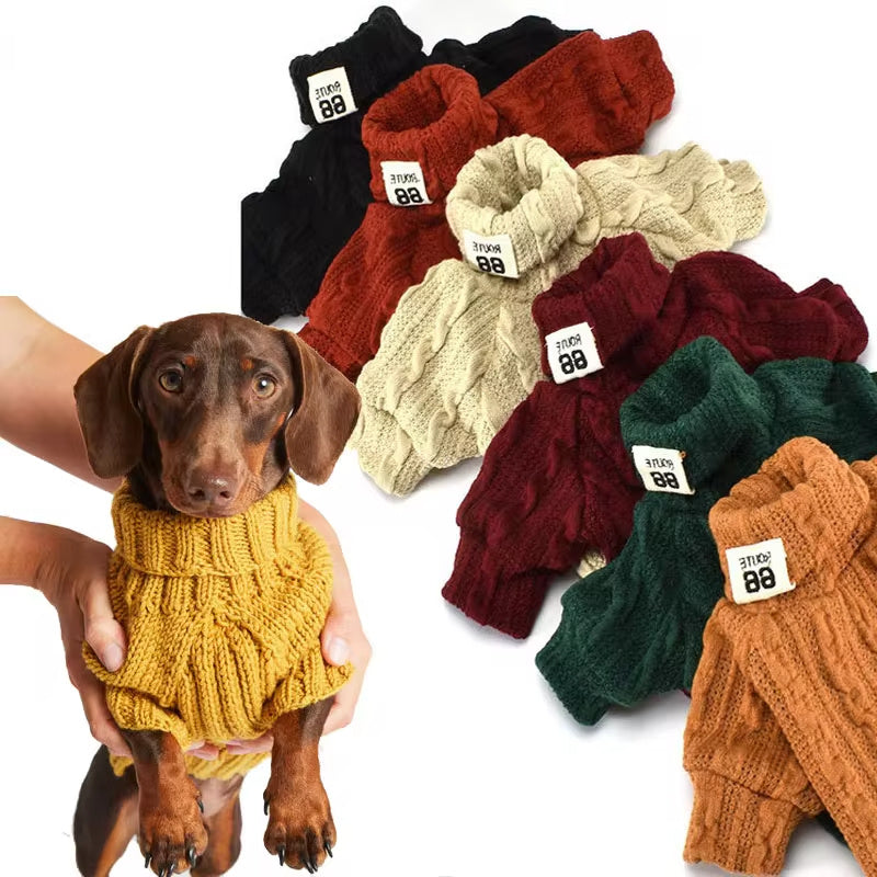 Dog Sweater Turtleneck Solid Color  Warm Cotton For Puppy Small Medium Dogs Sweatshirt Jacket